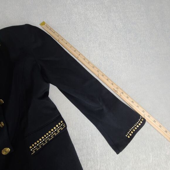 Lavantino Vintage women's embellished blazer black Size 12 Dog Show Suit 80's - Picture 5 of 9